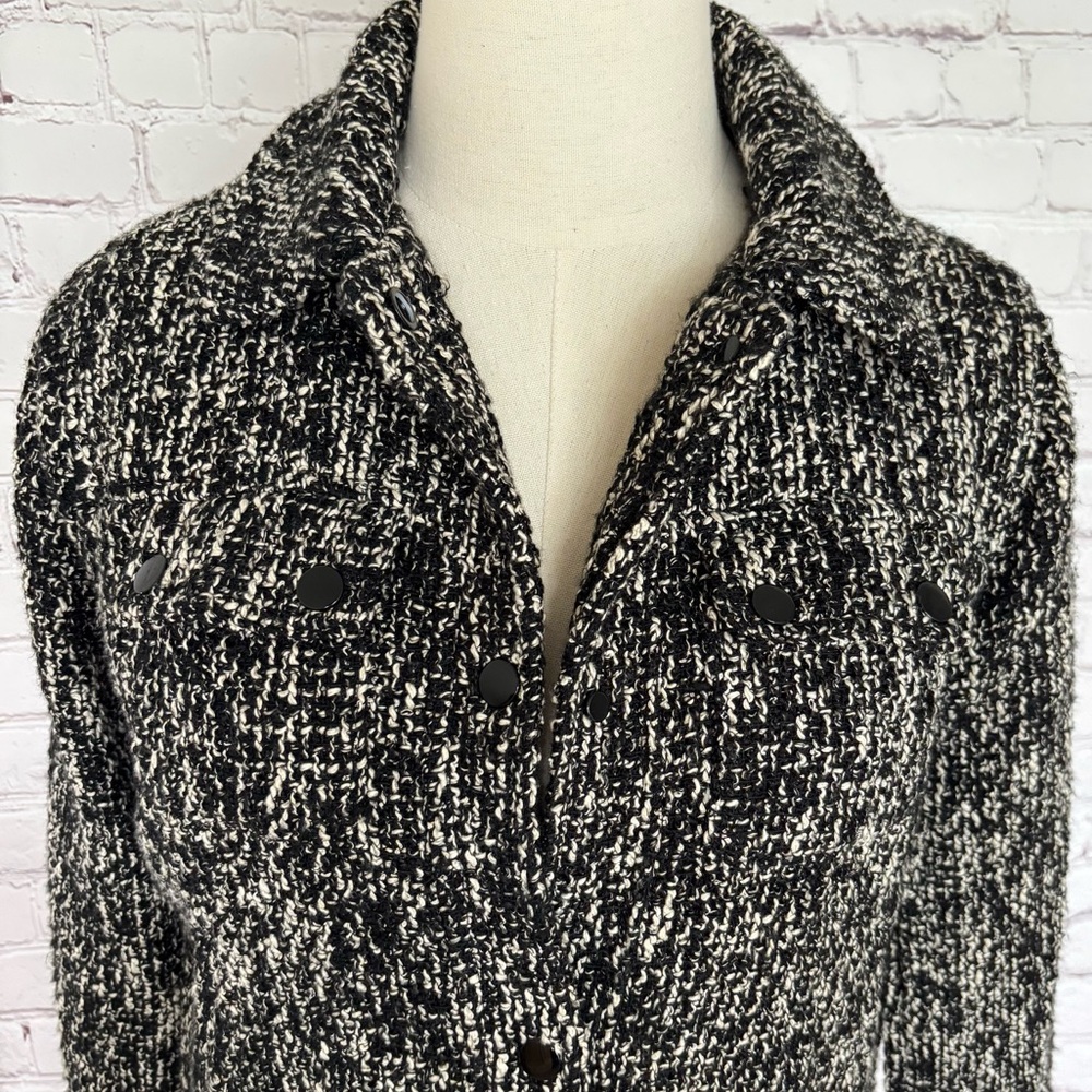 JASON WU Long Sleeve Tweed Collared Cropped Snap Front Blazer Jacket--2 - Picture 3 of 16